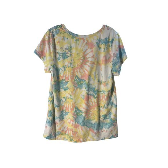 Tie-Dye Ellen Tracy Lounge T-Shirt - Multicolor Scoop Neck Short Sleeve M Soft S - Picture 2 of 6